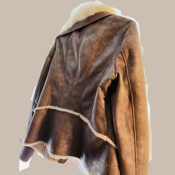 Guess Faux-Leather Coat with Hem - Picture 2 of 4
